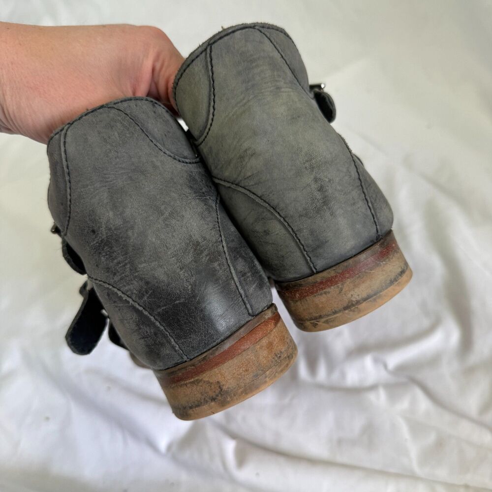 Free People Women’s Braeburn Distressed Leather Ankle Boots Gray Size 38 - Picture 5 of 11